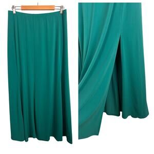 Susan Graver Women's M Maxi Skirt Stretch Knit Pull On Side Slit‎ Casual Travel